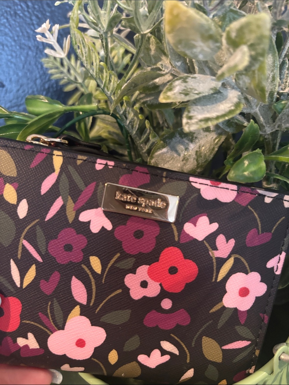 kate spade Black Floral Zip Cosmetic Pouch with Pink & Red Flowers - Picture 10 of 10